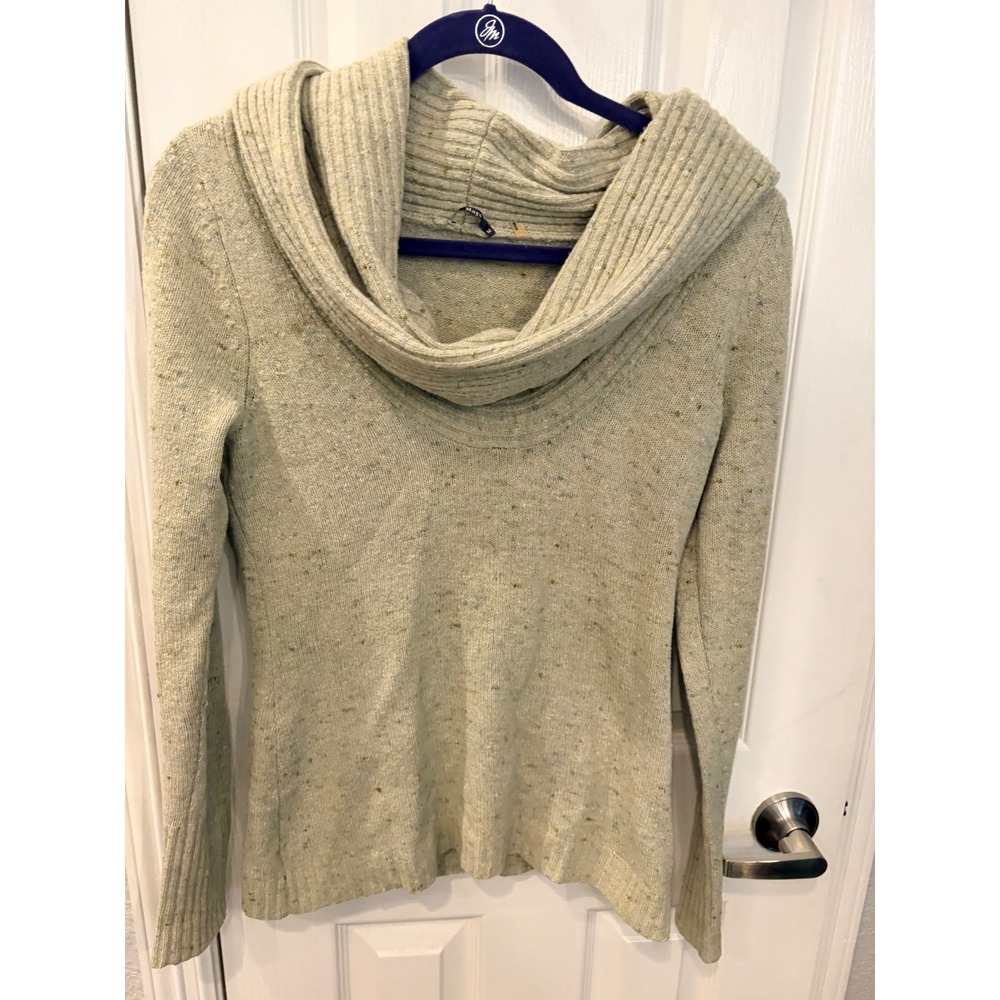 Maya Cowl Neck Sweater Beige Wool Cashmere Blend Flecked Knit Pullover